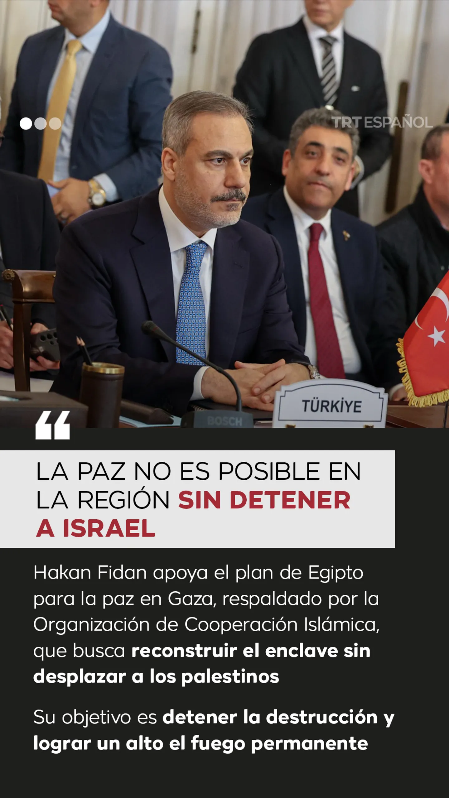Hakan Fidan a favor del plan de Egipto para Gaza