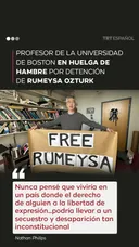 Profesor de la universidad de Boston en huelga de hambre por detención de Rumeysa Ozturk