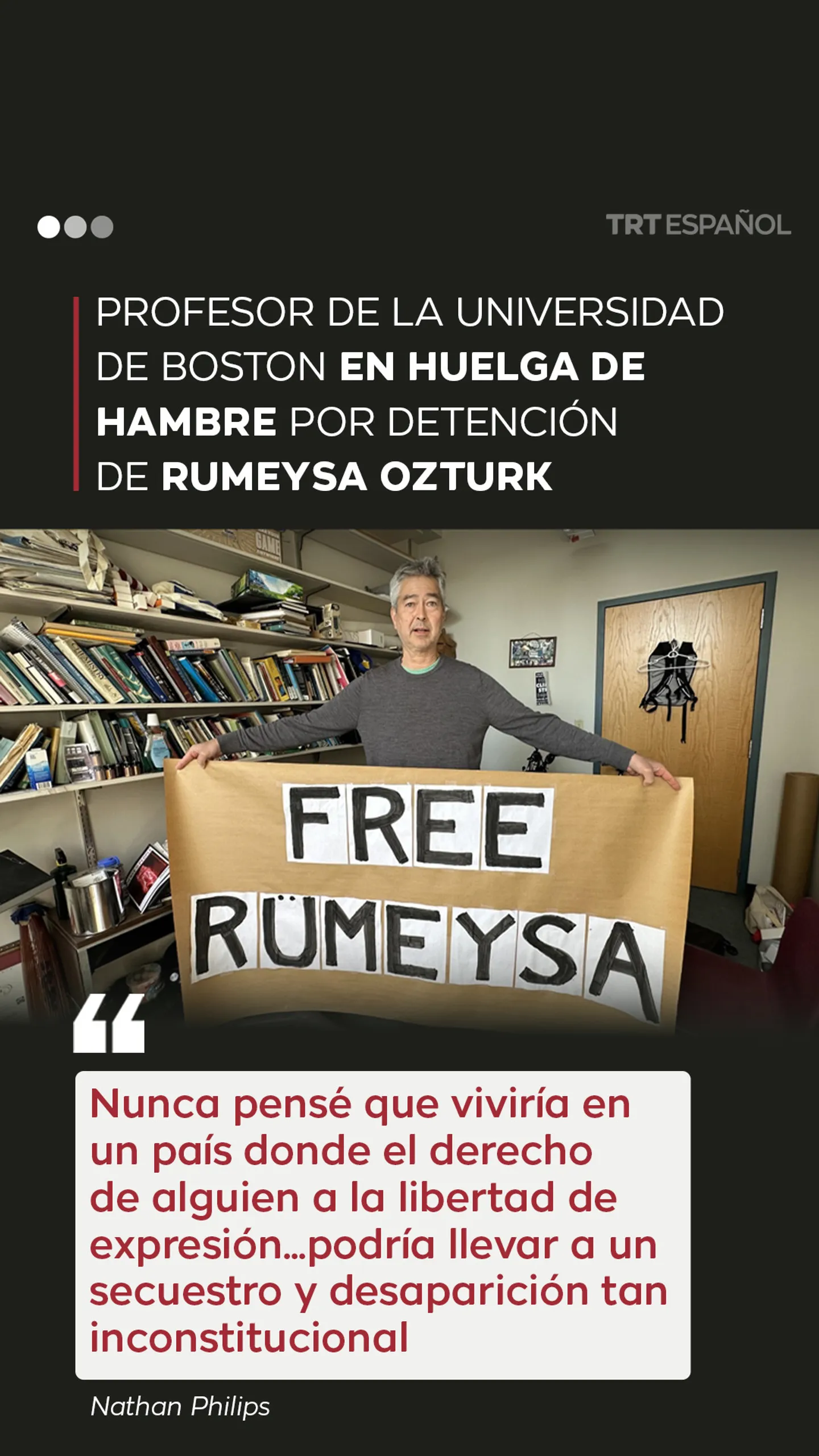 Profesor de la universidad de Boston en huelga de hambre por detención de Rumeysa Ozturk