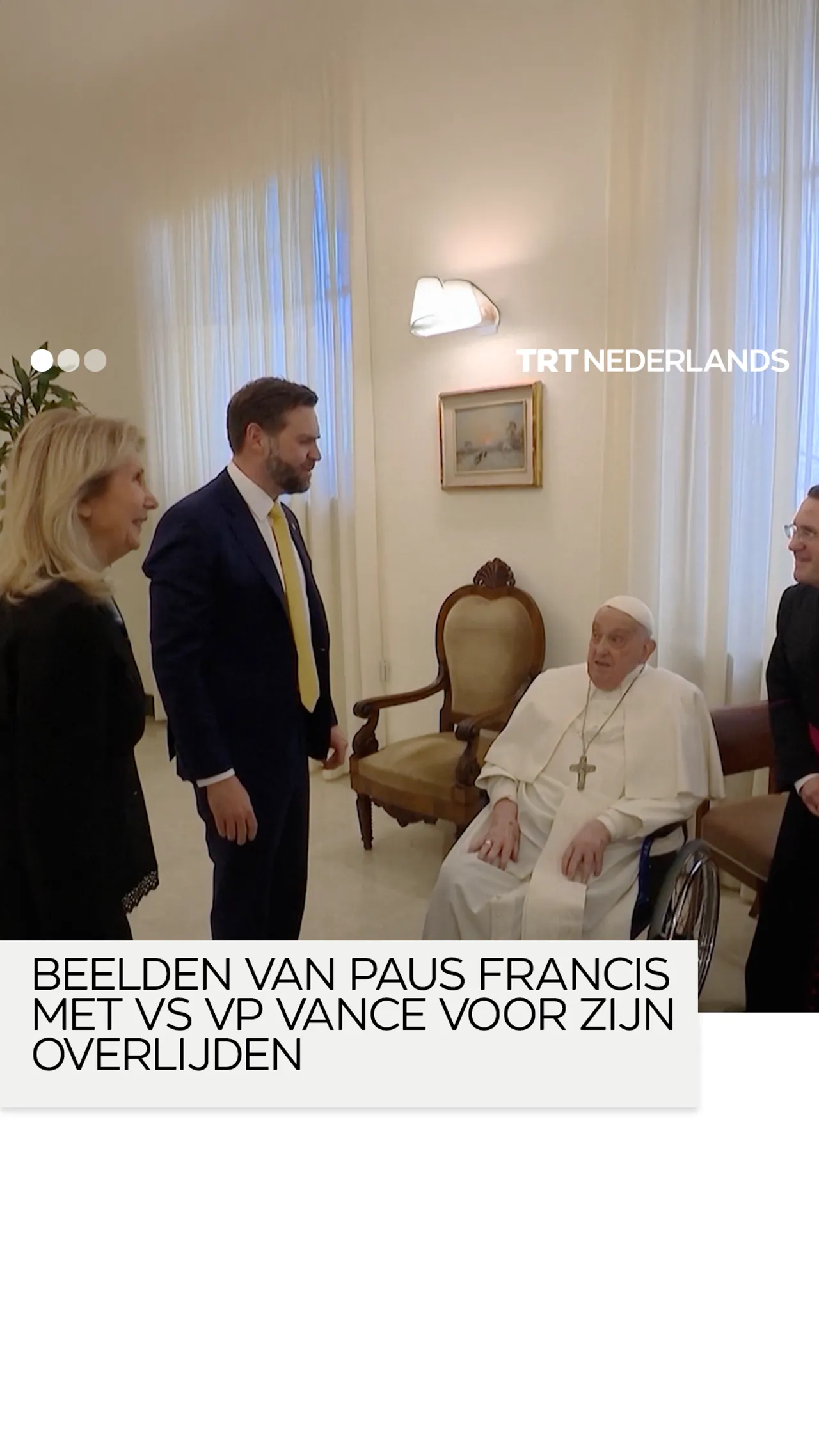 Beelden van Paus Francis met VS VP Vance voor zijn overlijden