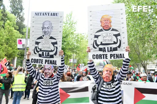 Multitudinaria protesta en Madrid contra el genocidio en Palestina y el comercio de armas con Israel