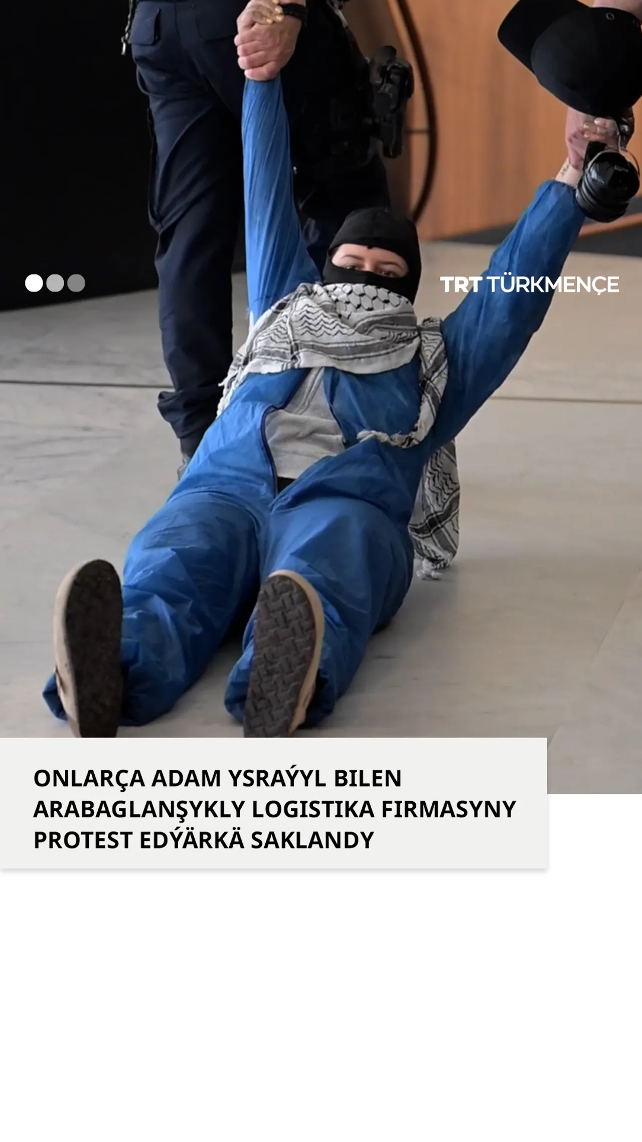 ONLARÇA ADAM YSRAÝYL BILEN ARABAGLANŞYKLY LOGISTIKA FIRMASYNY PROTEST EDÝÄRKÄ SAKLANDY