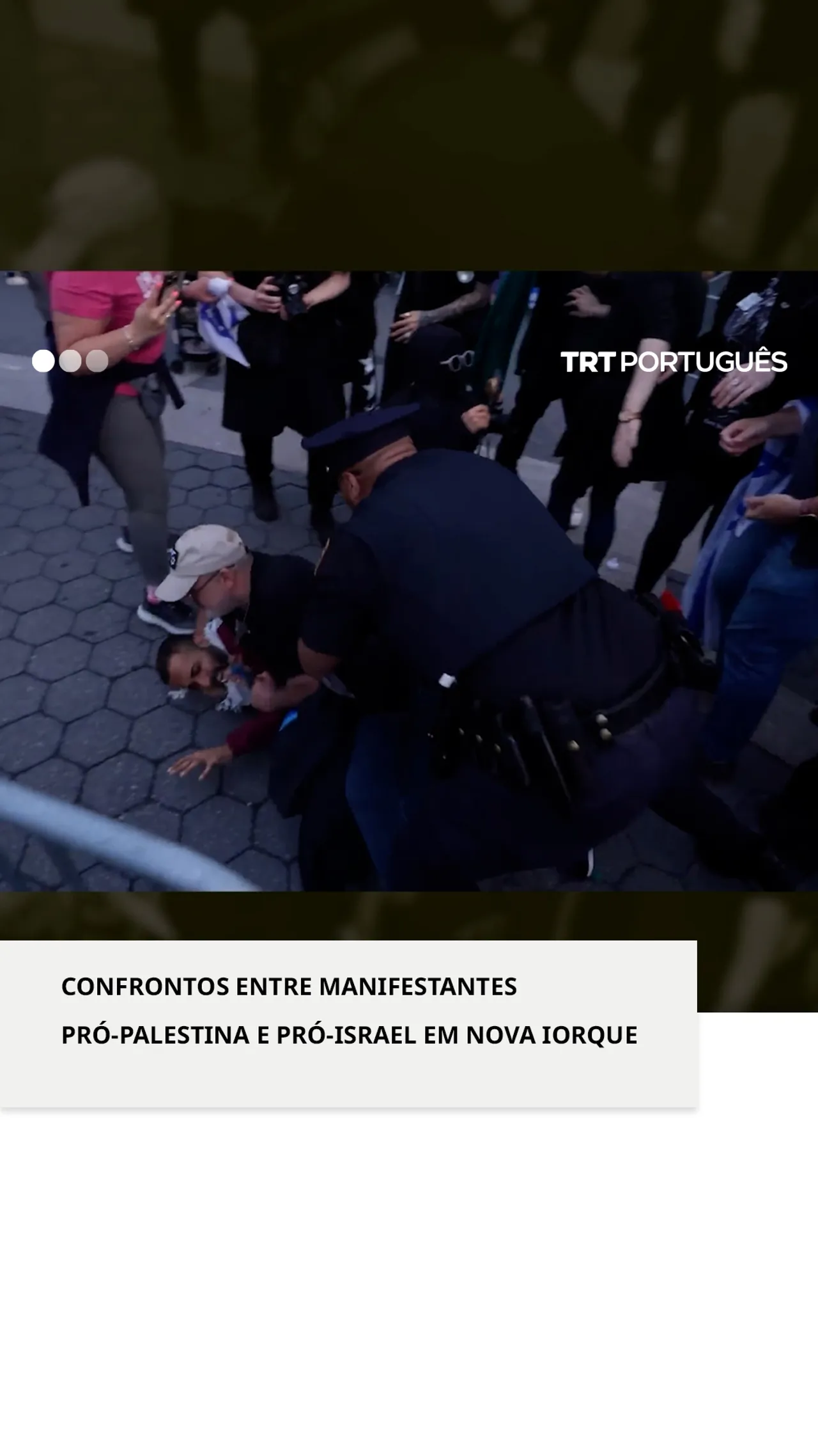 Confrontos entre manifestantes pró-Palestina e pró-Israel em Nova Iorque