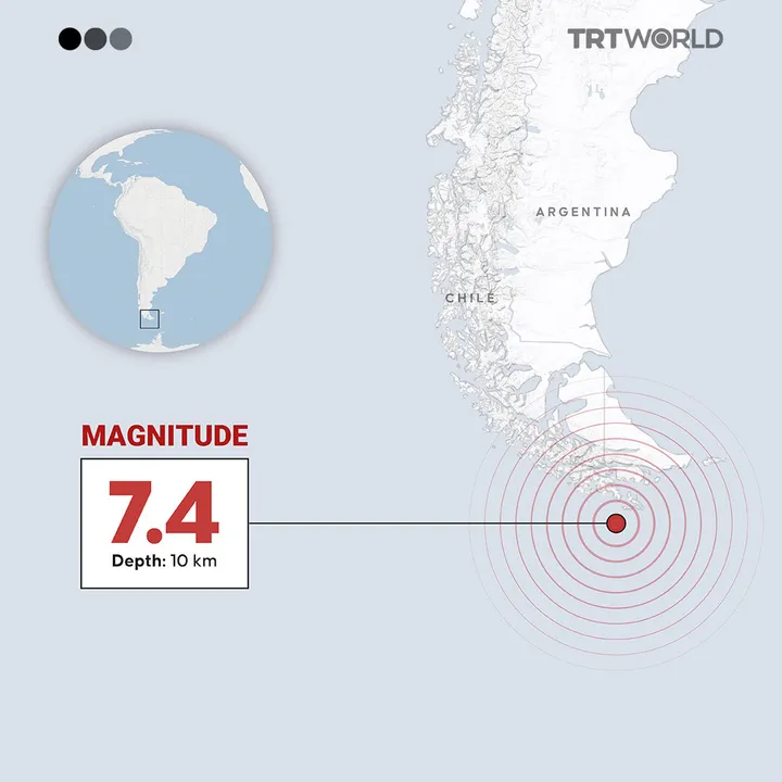 Magnitude 7.4 earthquake strikes off southern coasts of Chile, Argentina