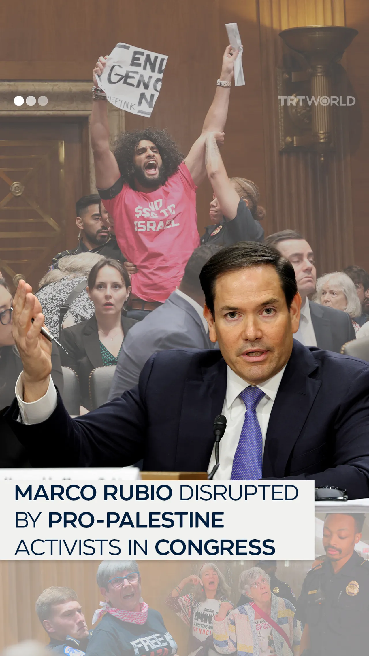 Marco Rubio disrupted by pro-Palestine activists during Senate testimony