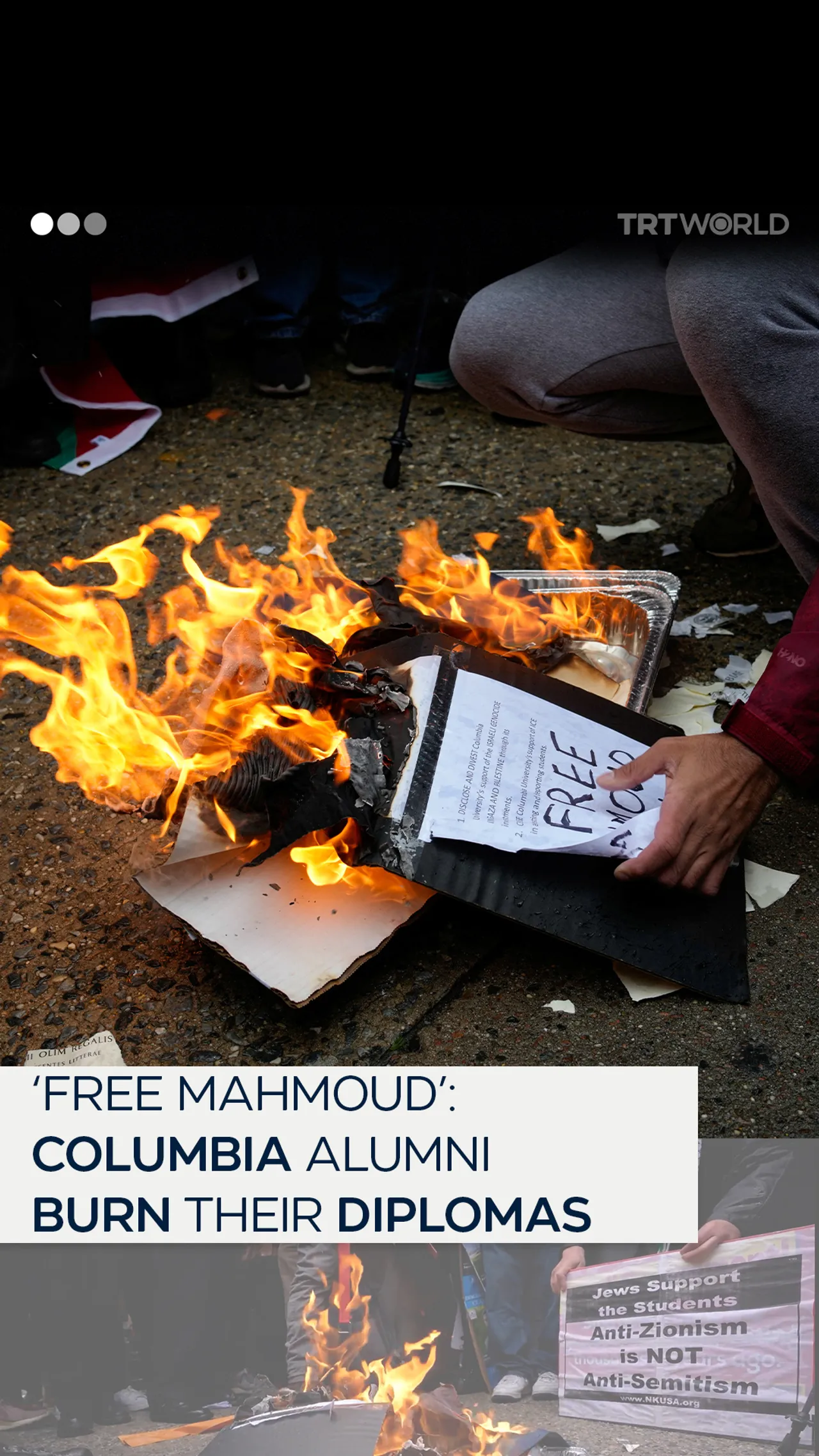Columbia University alumni burn diplomas in solidarity with pro-Palestine students