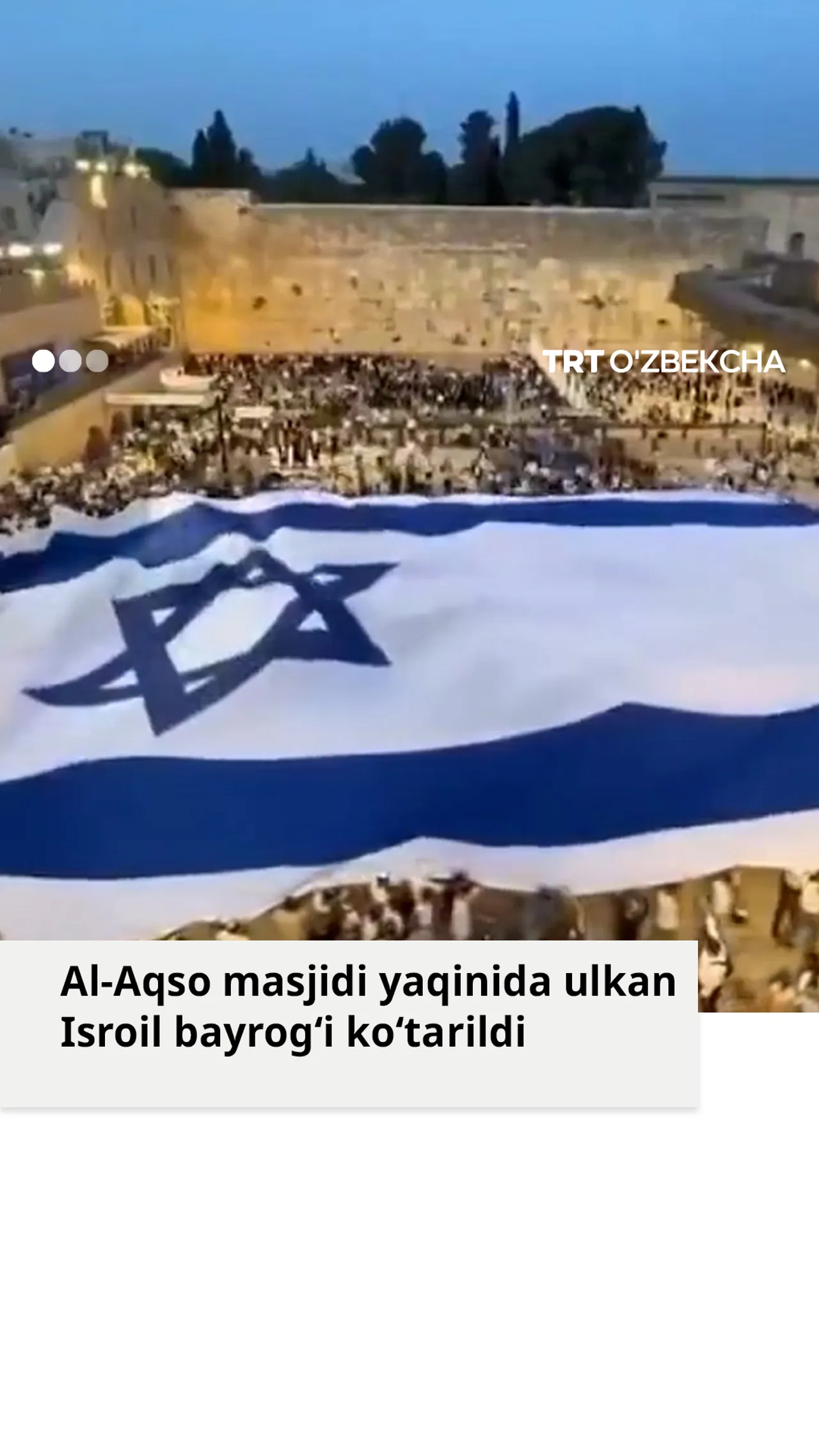 Al-Aqso yaqinida ulkan Isroil bayrog‘i o'rnatildi