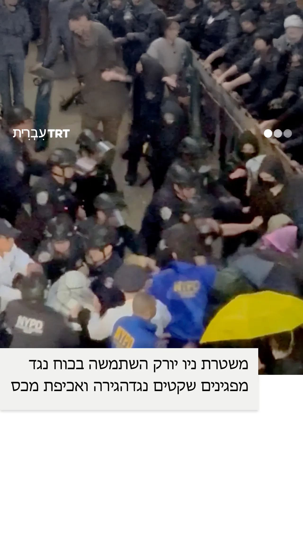 משטרת ניו יורק השתמשה בכוח נגד מפגינים שקטים נגדהגירה ואכיפת מכס.