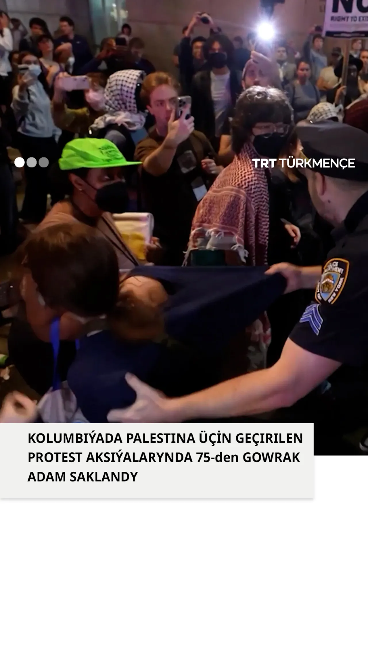 Kolumbiýada Palestina üçin geçirlen protest aksiýalarynda 75-den gowrak adam saklandy