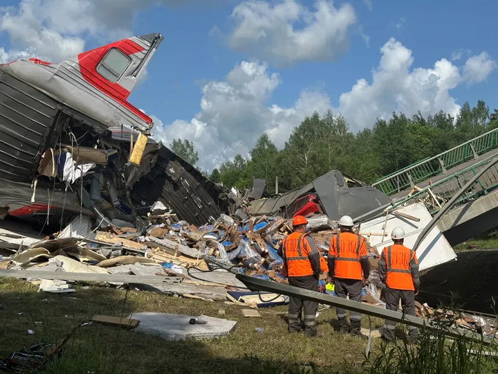 Russia says explosions caused collapse of two bridges