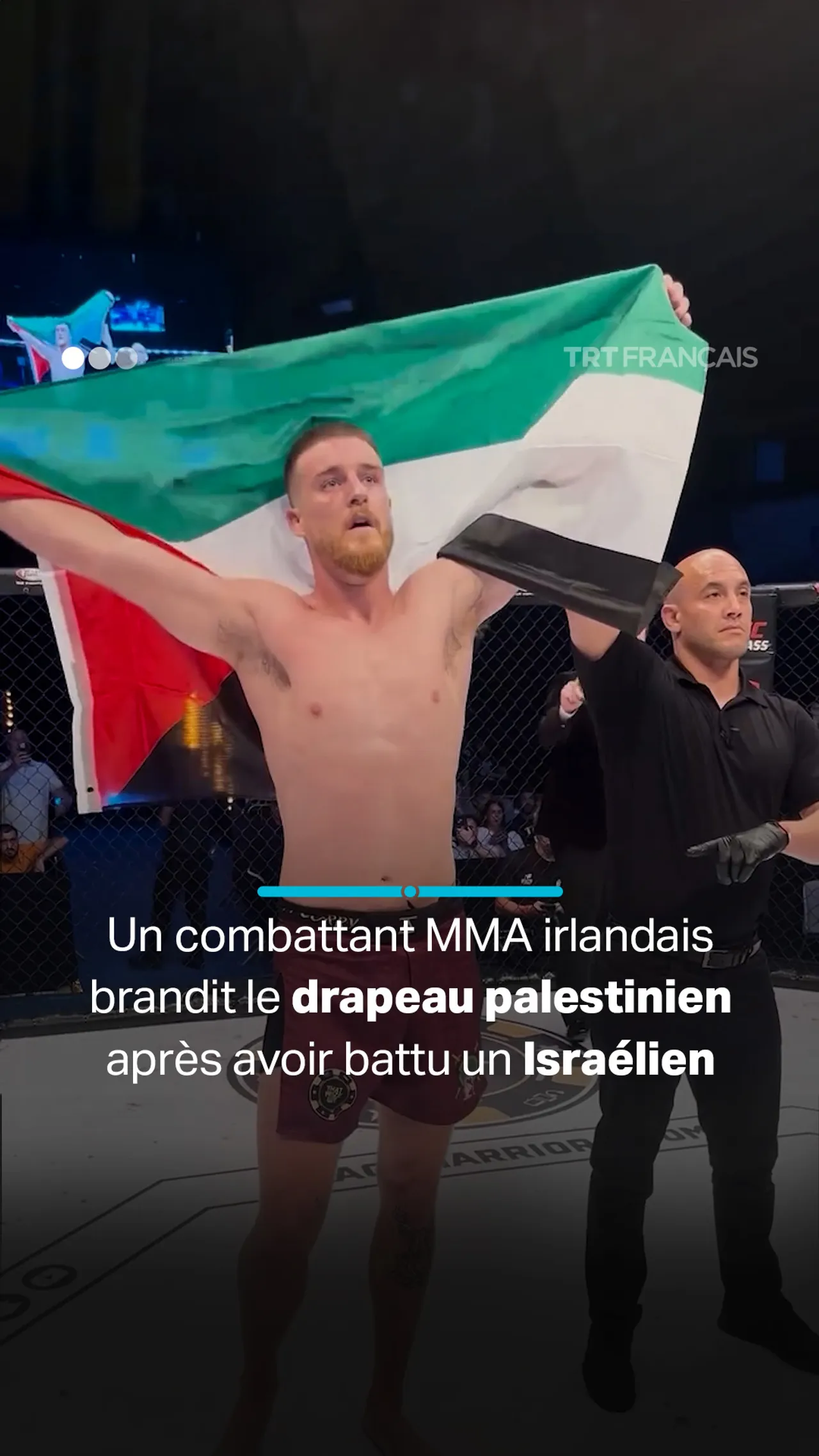 Un combattant MMA irlandais brandit le drapeau palestinien après avoir battu un Israélien