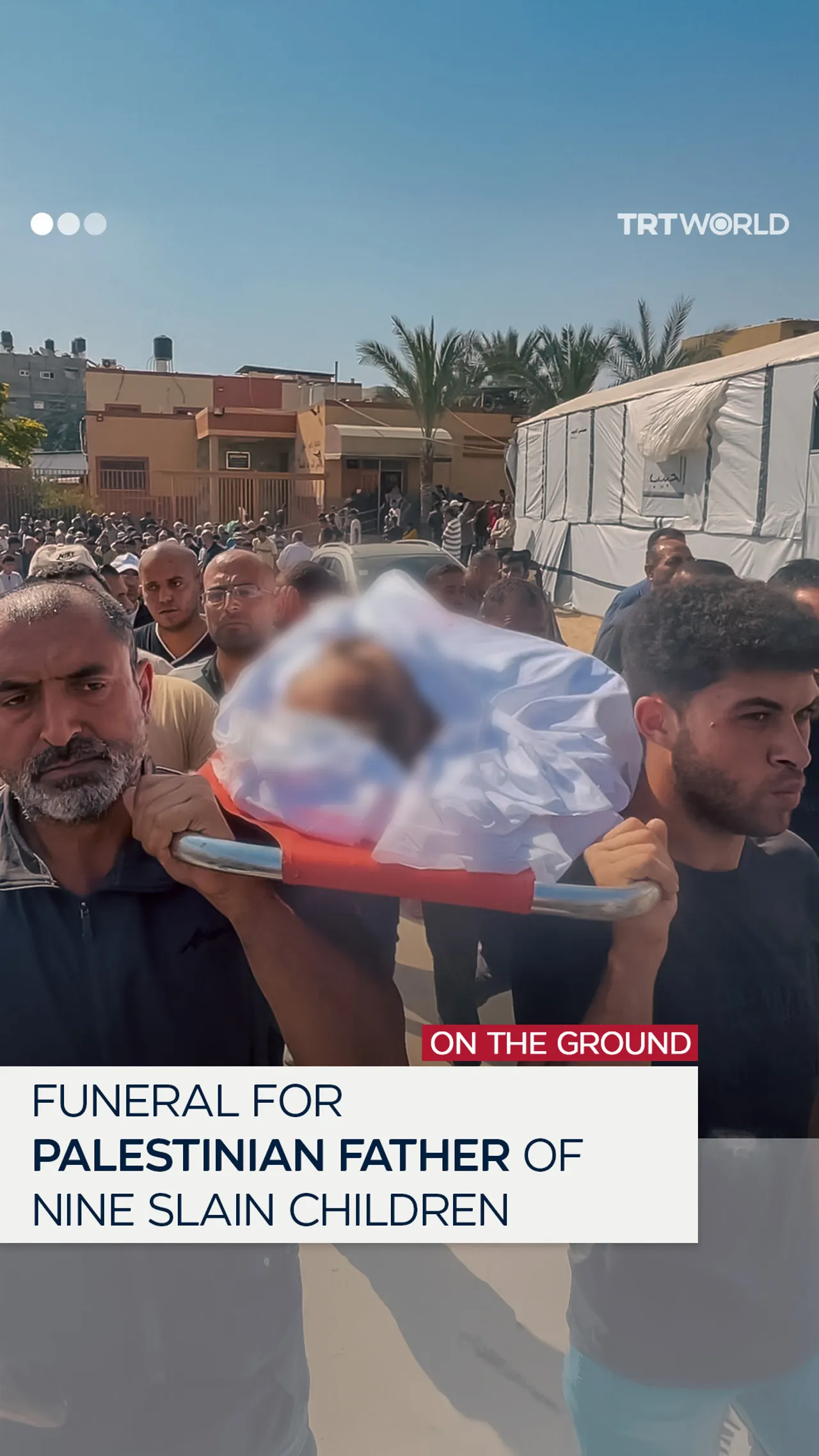Funeral for Palestinian doctor who lost nine children in Israeli strike