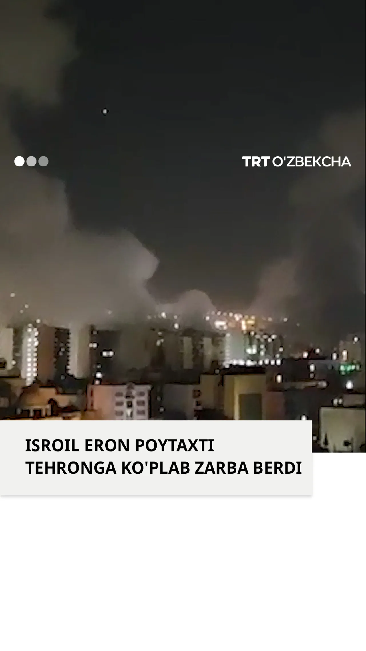 Isroil Eron poytaxti Tehronga zarba berdi