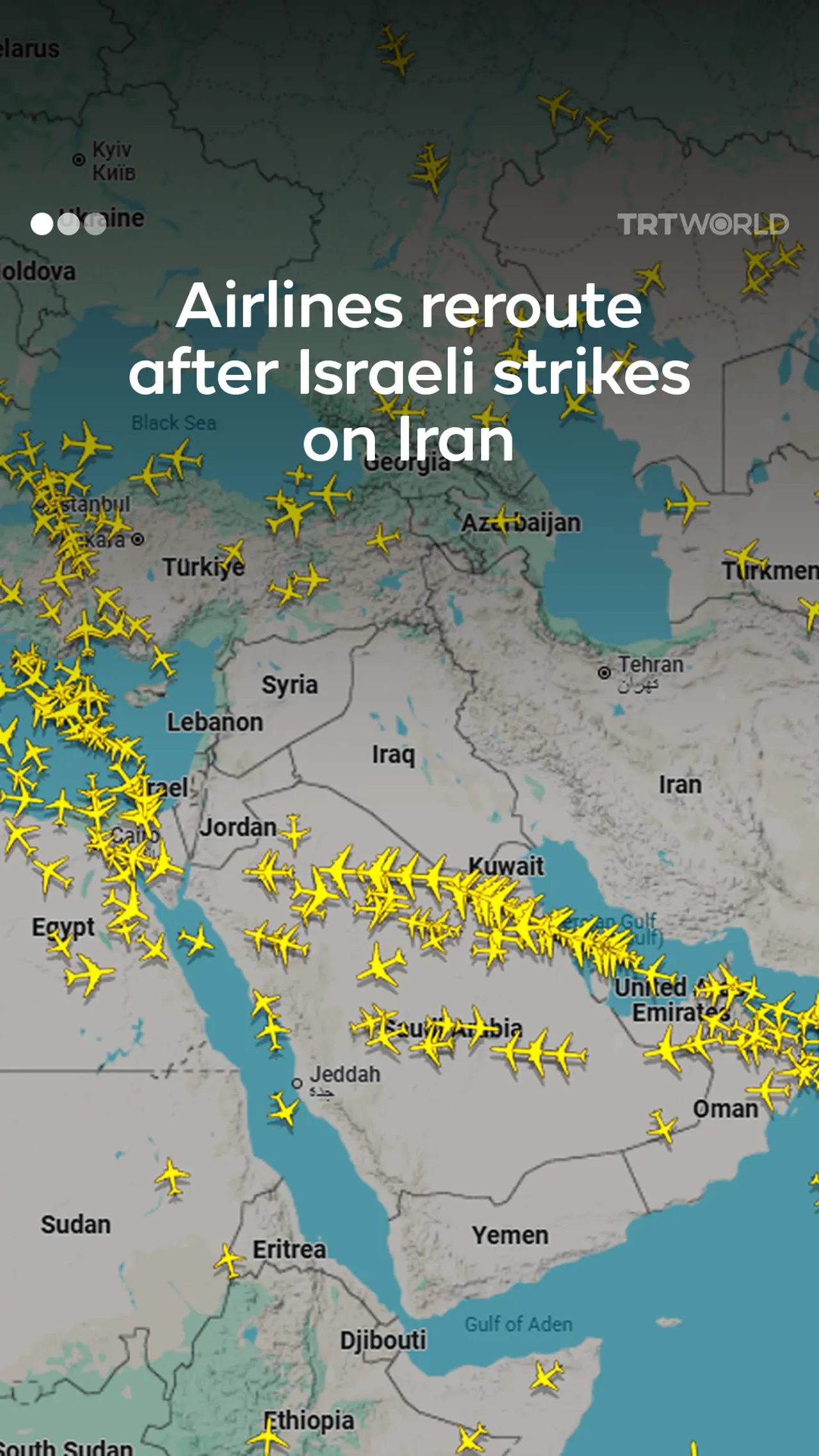 Airlines reroute after Israeli strikes on Iran