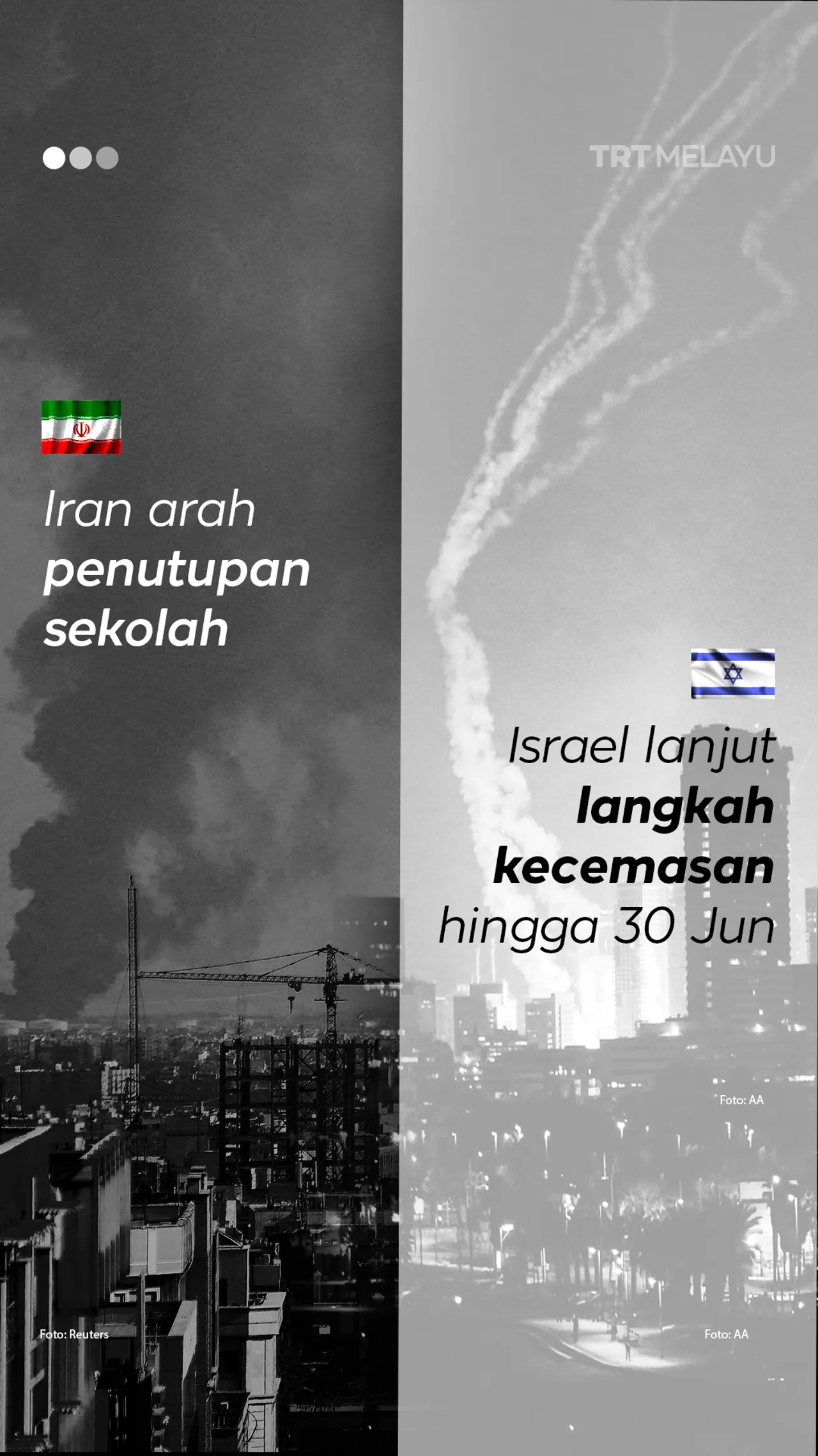 Iran arah penutupan sekolah; Israel lanjut langkah kecemasan hingga 30 Jun