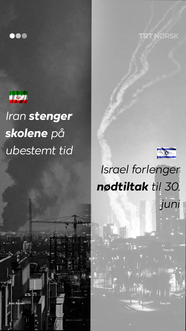 Iran stenger skolene på ubestemt tid; Israel forlenger nødtiltak til 30. juni