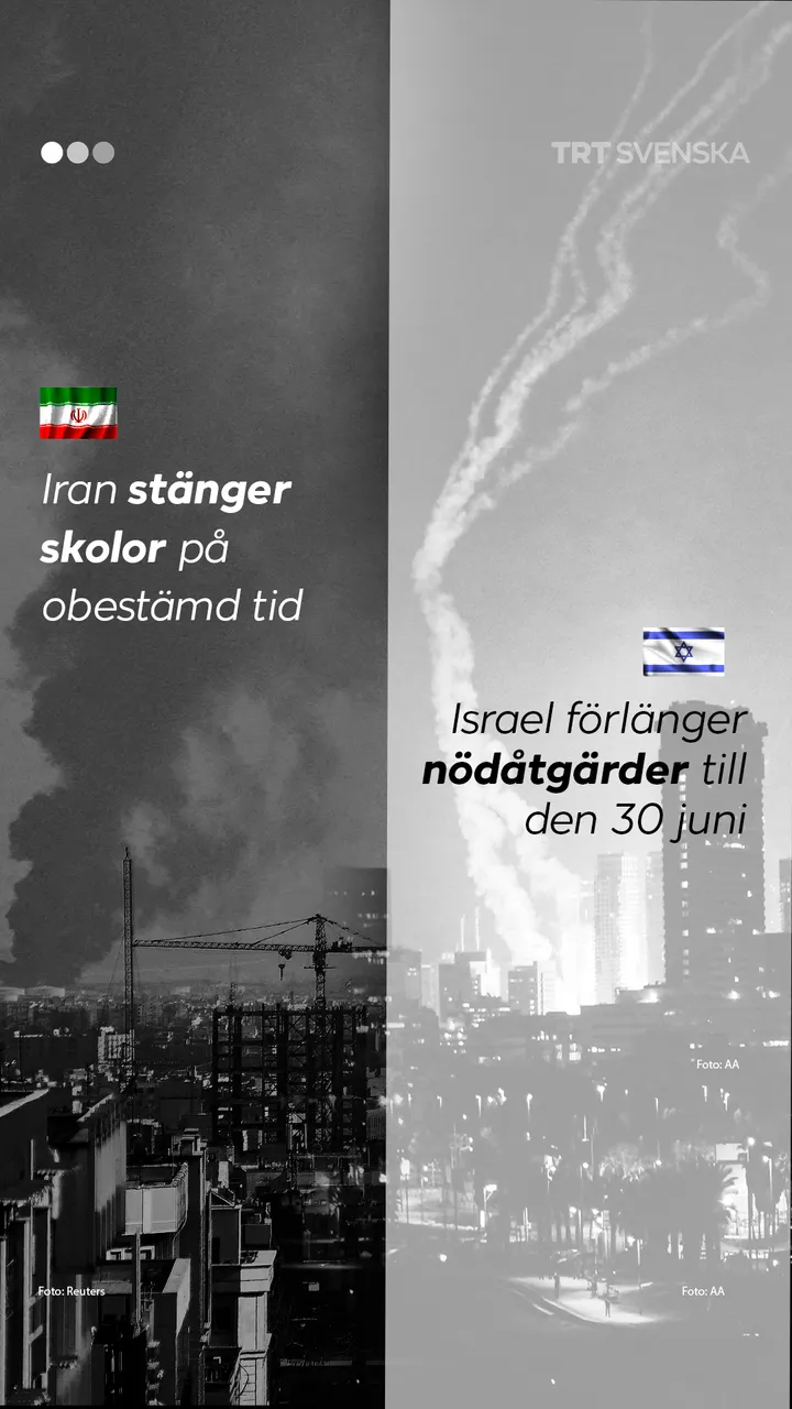 Iran stänger skolor på obestämd tid; Israel förlänger nödåtgärder till 30 juni