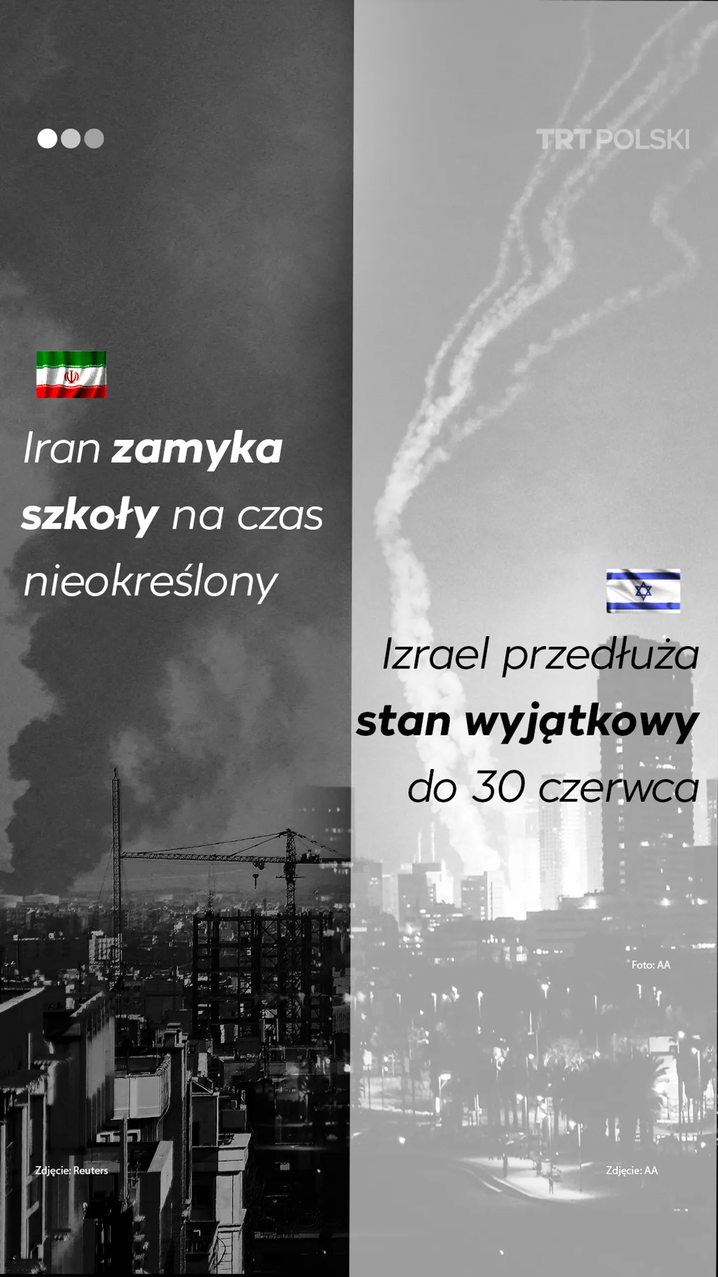 Iran zamyka szkoły na czas nieokreślony; Izrael przedłuża stan wyjątkowy do 30 czerwca