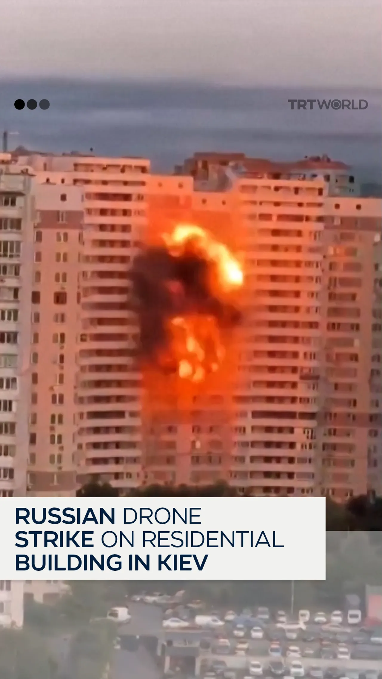 Russian drone strike on residential building in Ukraine's Kiev