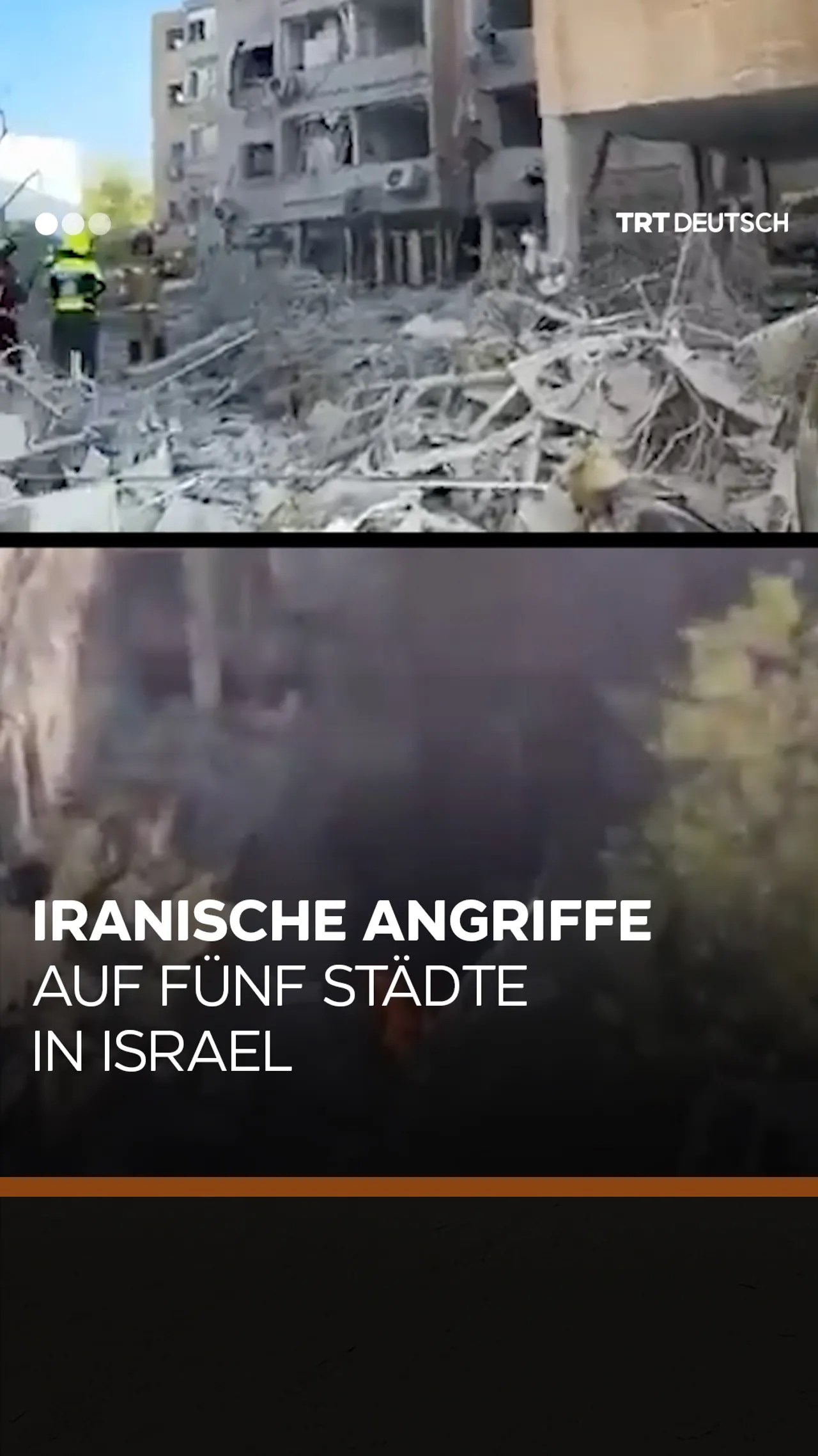 Iranische Angriffe
auf fünf Städte in Israel