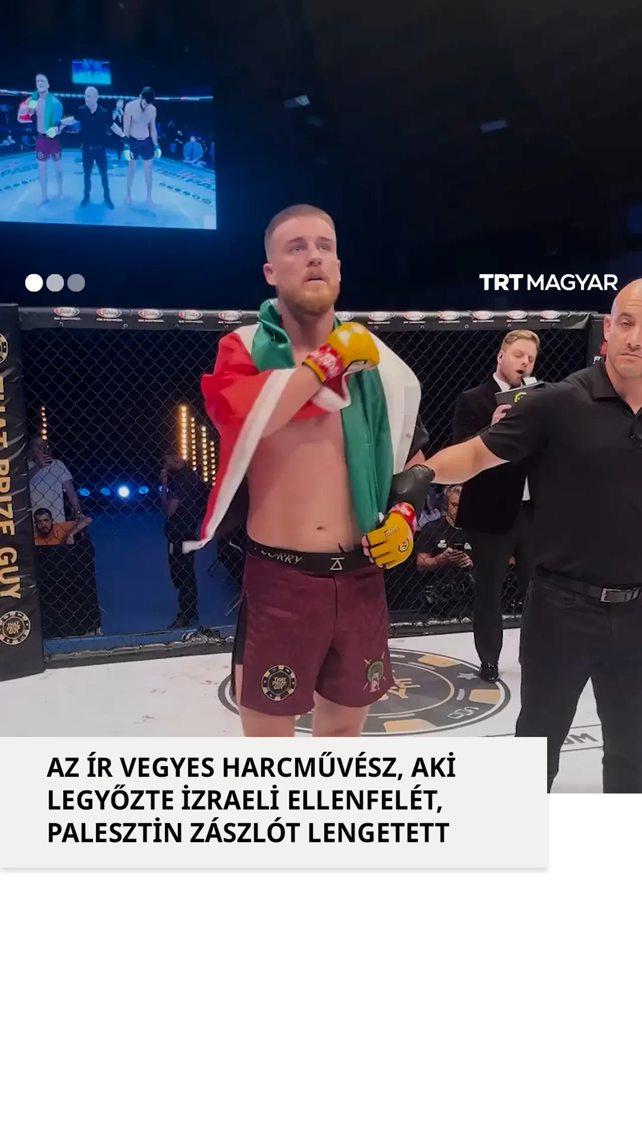Az ír vegyes harcművész, aki legyőzte izraeli ellenfelét, palesztin zászlót lengetett