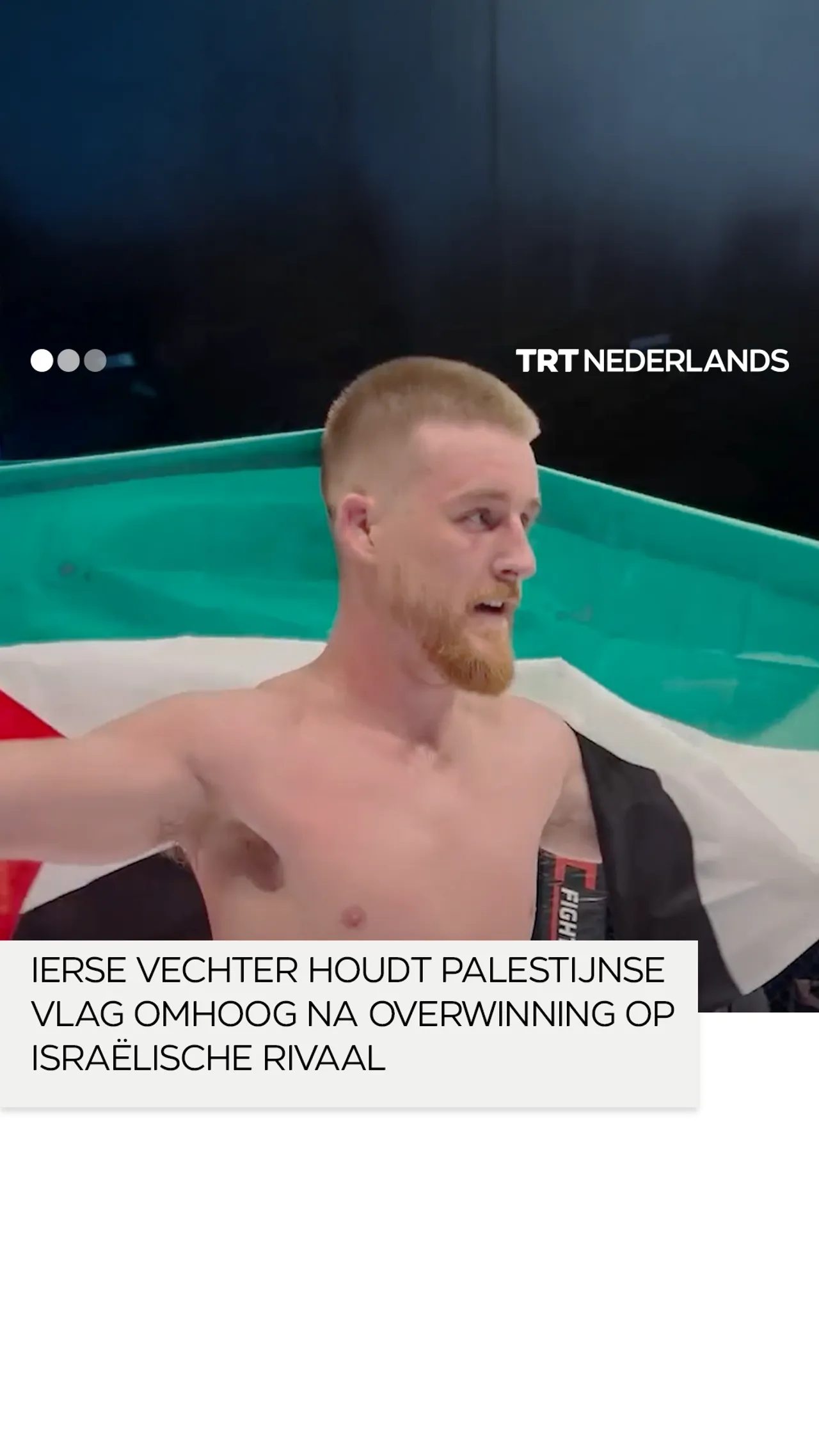 Ierse vechter houdt Palestijnse vlag omhoog na overwinning