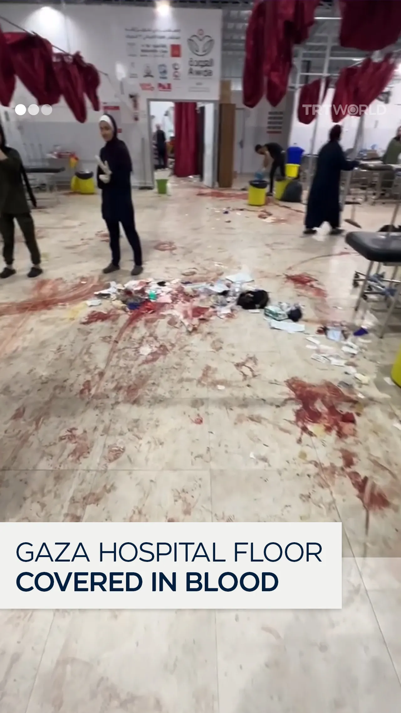 Gaza hospital floor covered in blood following Israeli attack on aid seekers