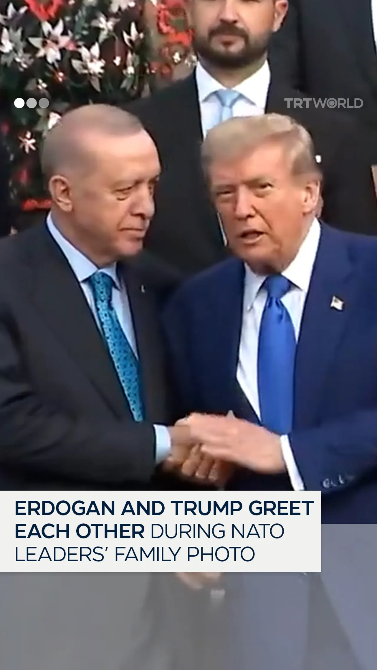 Erdogan and Trump greet each other during NATO leaders’ family photo