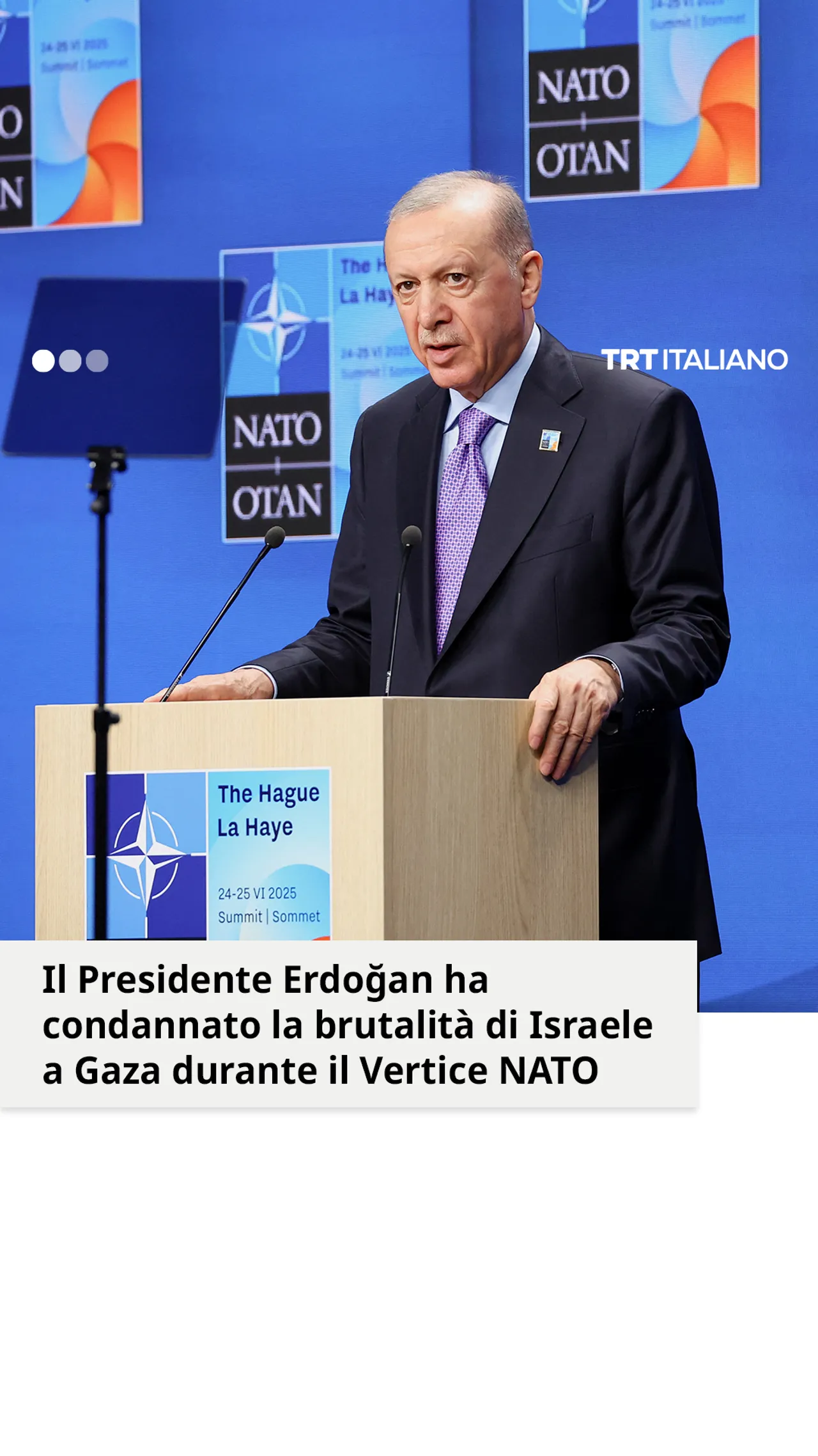 Erdoğan ha condannato la brutalità di Israele a Gaza al vertice della NATO