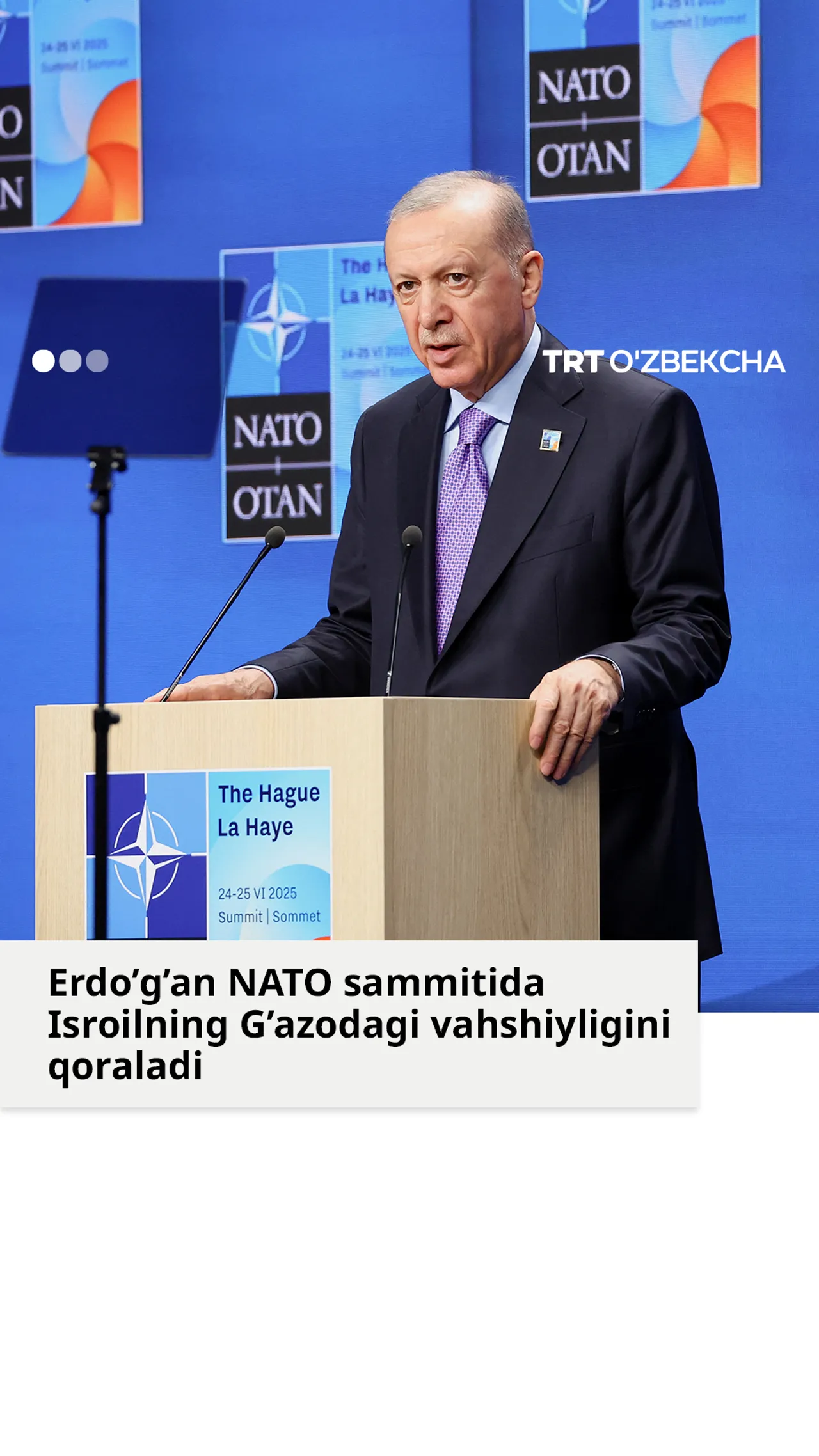 Erdo’g’an Isroilning G’azodagi vahshiyligini qoraladi