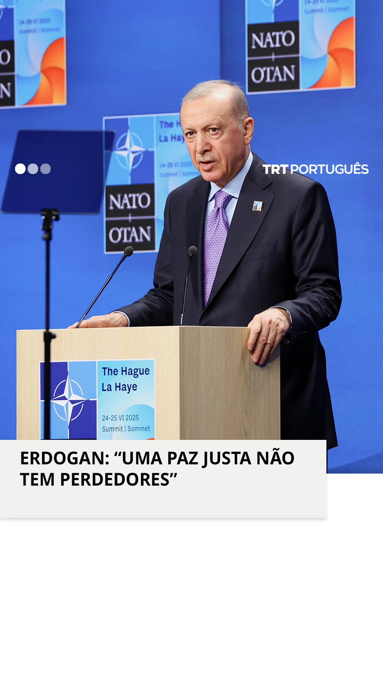 Presidente Erdogan condena as atrocidades cometidas por Israel em Gaza na Cimeira da NATO