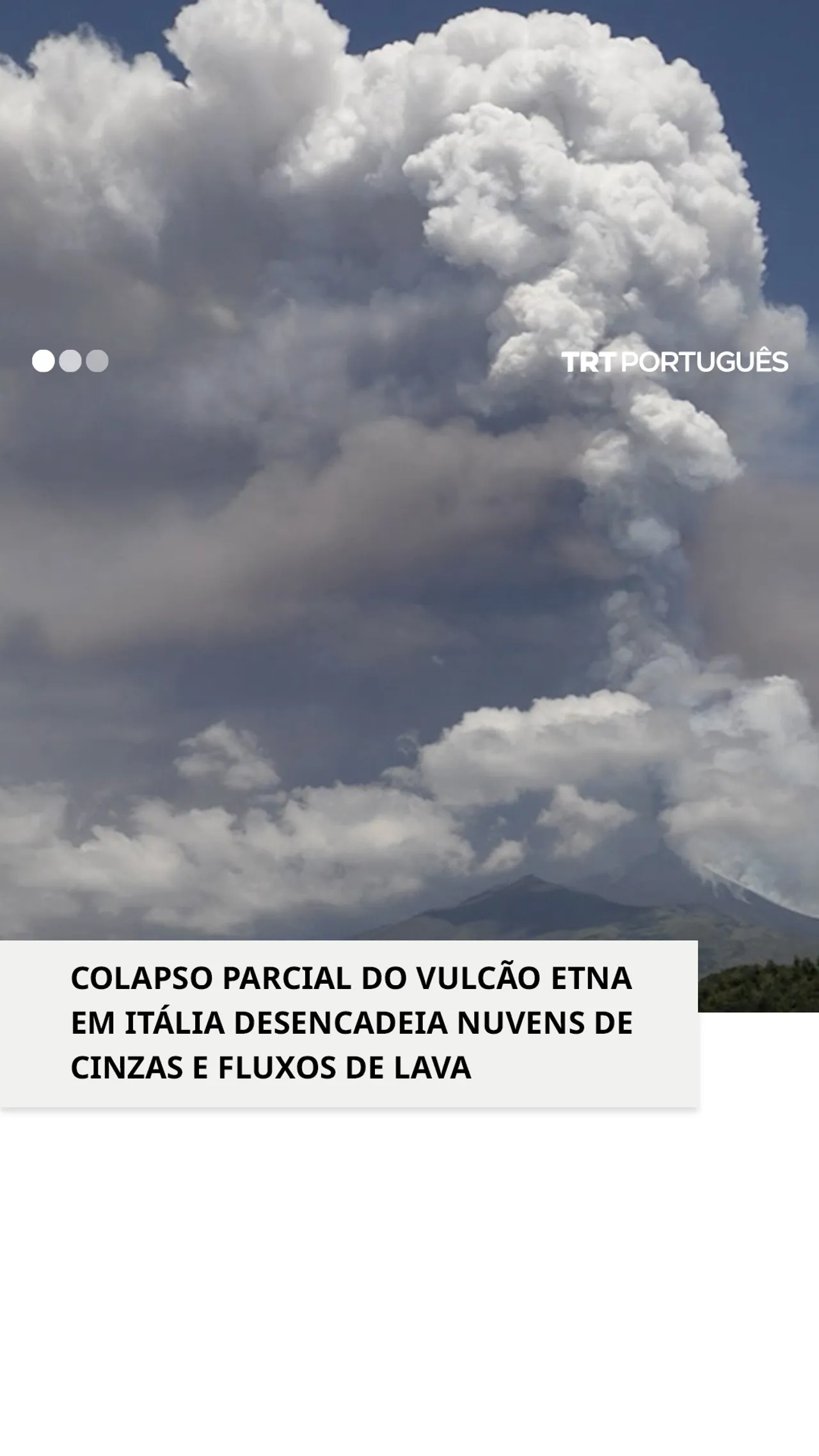 Colapso parcial do vulcão Etna desencadeia erupções gigantes