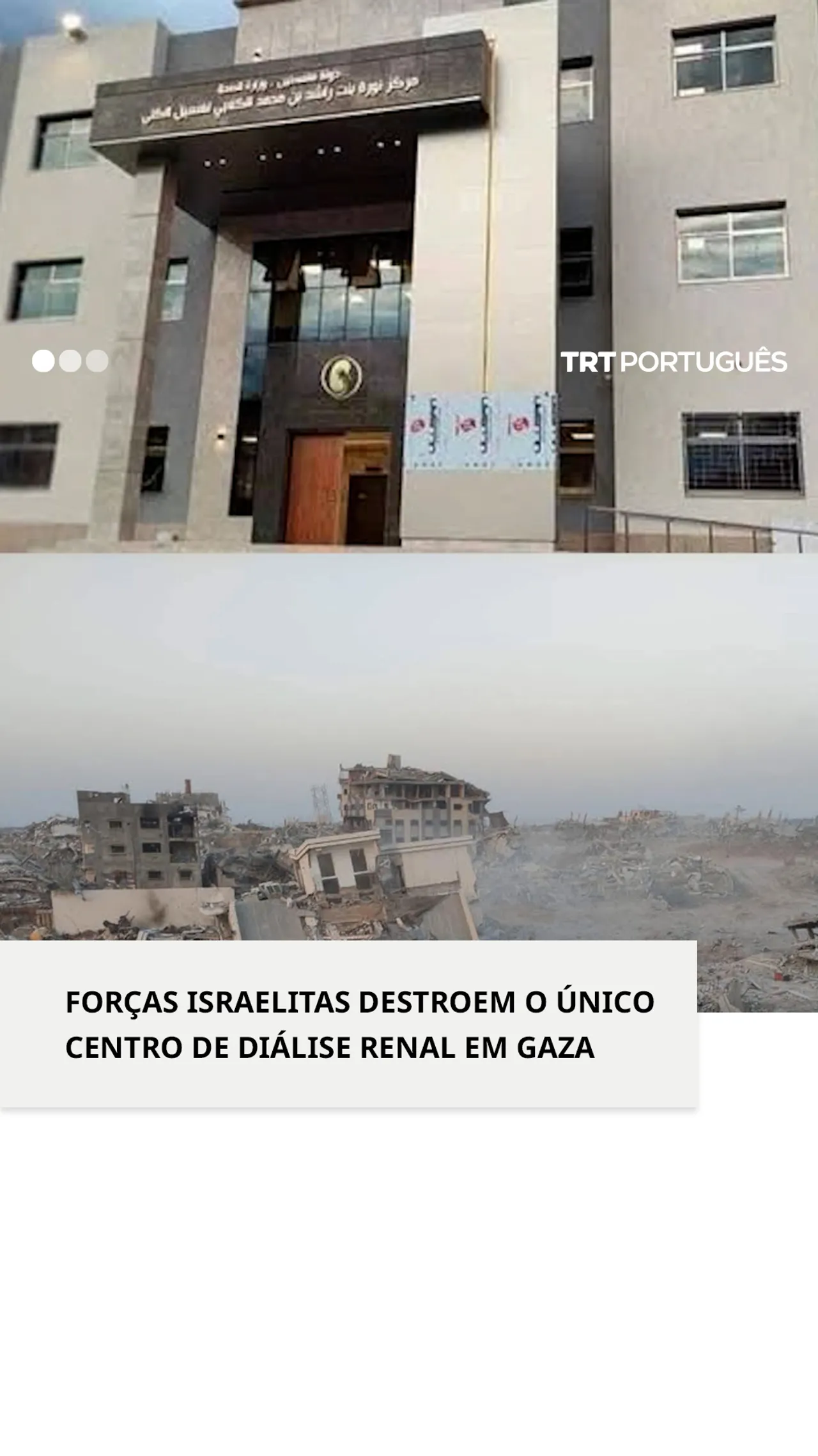 Israel destrói o único centro de diálise em Gaza