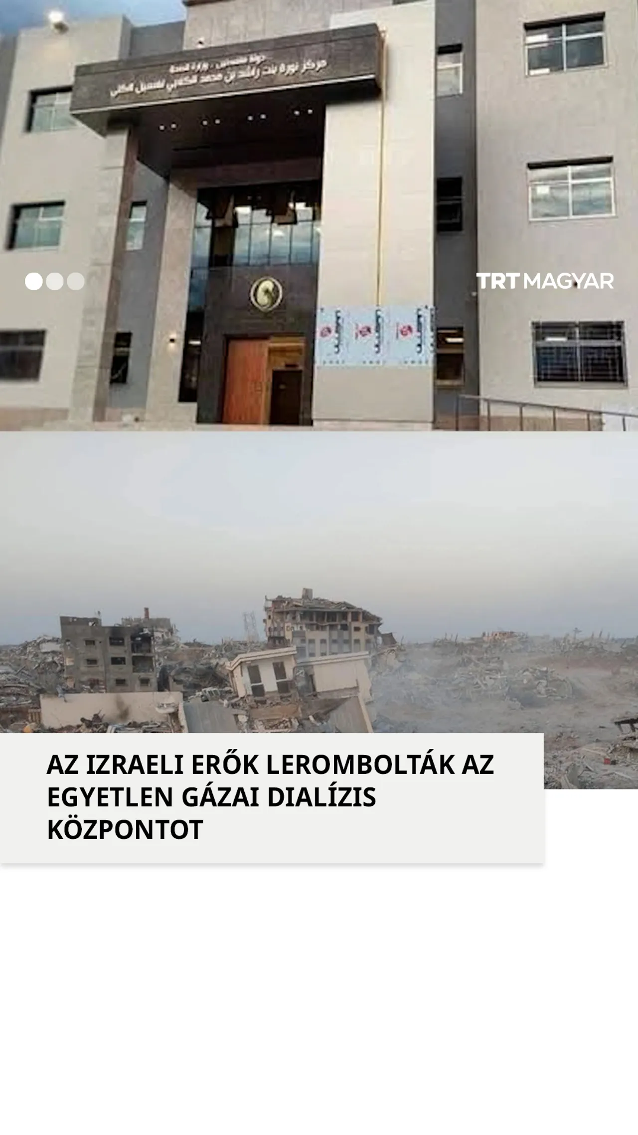 Izrael lerombolta az egyetlen gázai dialízis központot