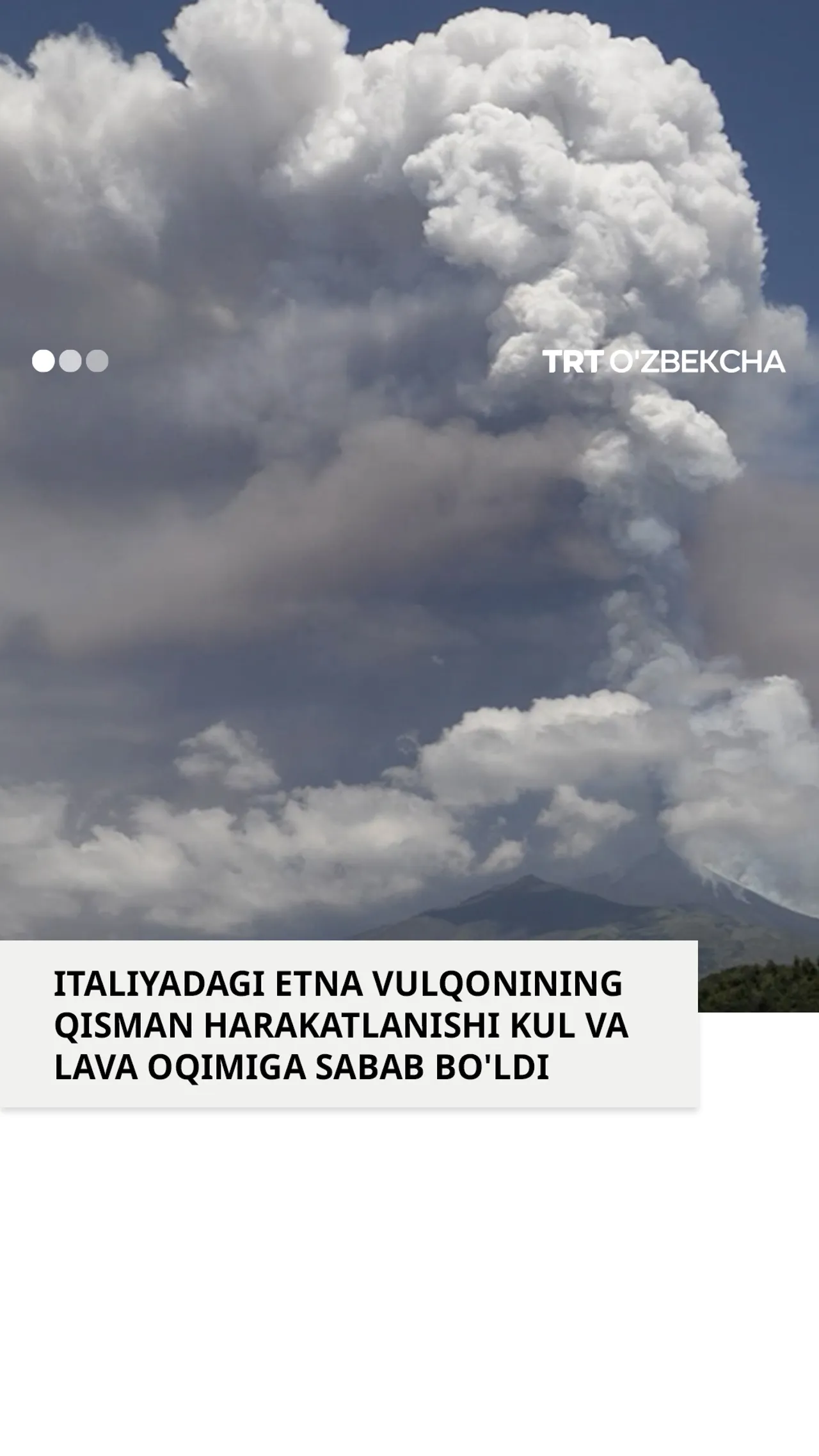 Etna tog'ining qisman harakatlanishi vulqon otilishiga sabab bo'ldi
