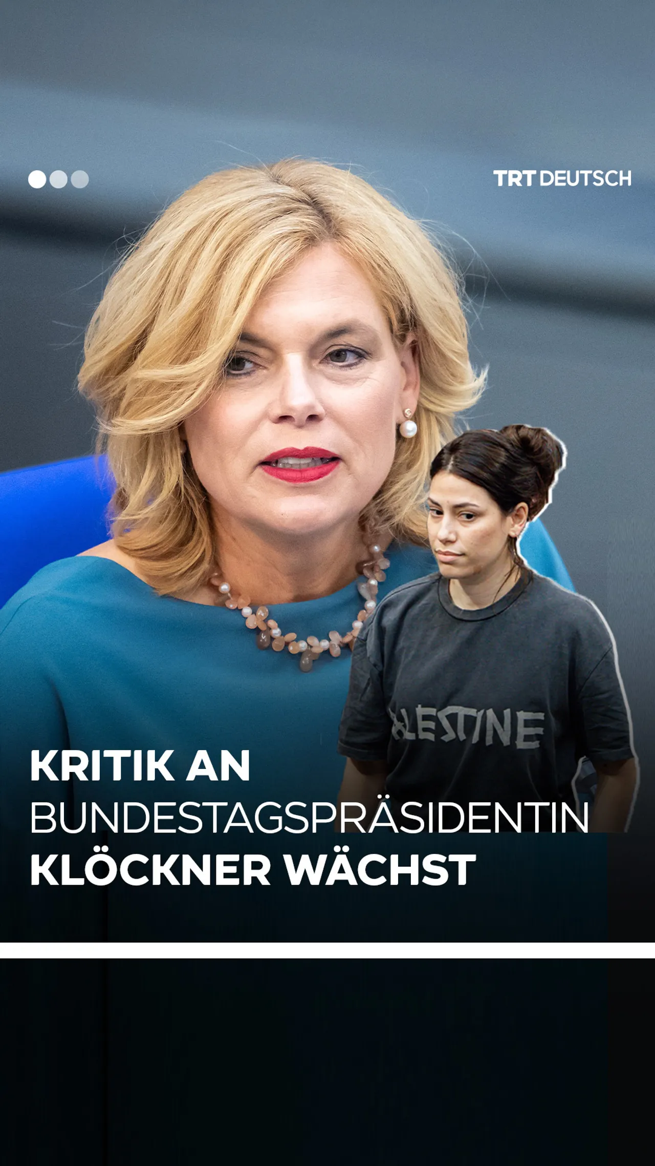 Kritik an
Bundestagspräsidentin
Klöckner wächst