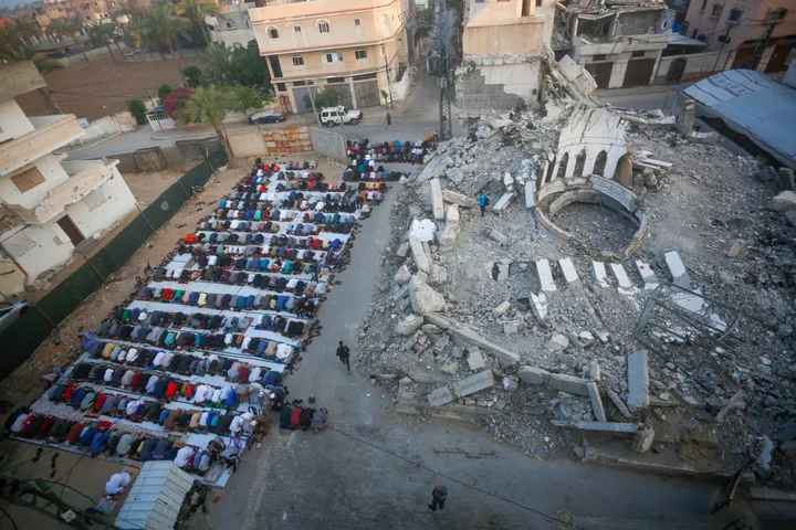 In pictures: Palestinians perform Eid al-Adha prayer amid Gaza ruins