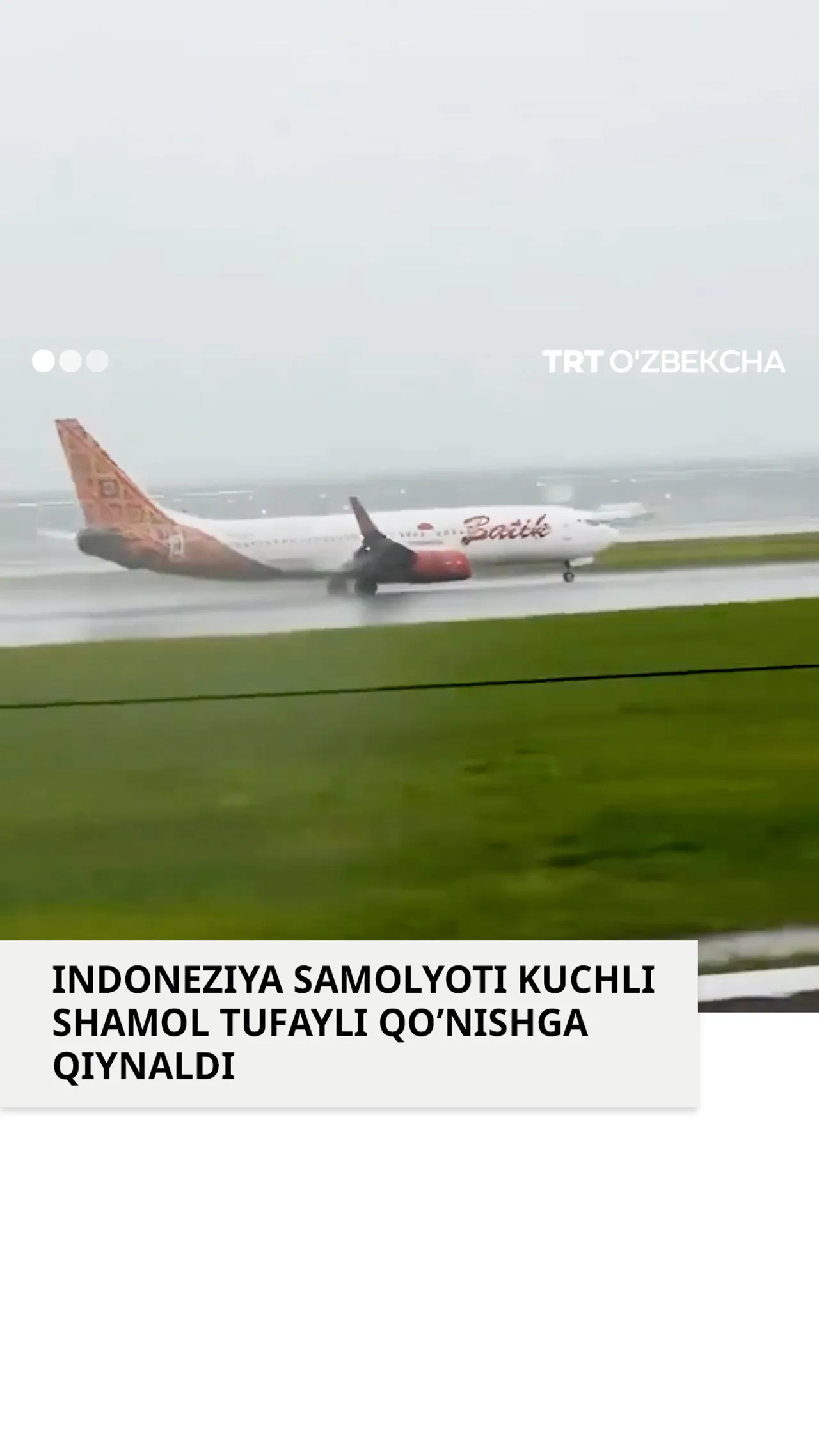 Indoneziya samolyoti qo‘nish vaqtida tahlikaga uchradi
