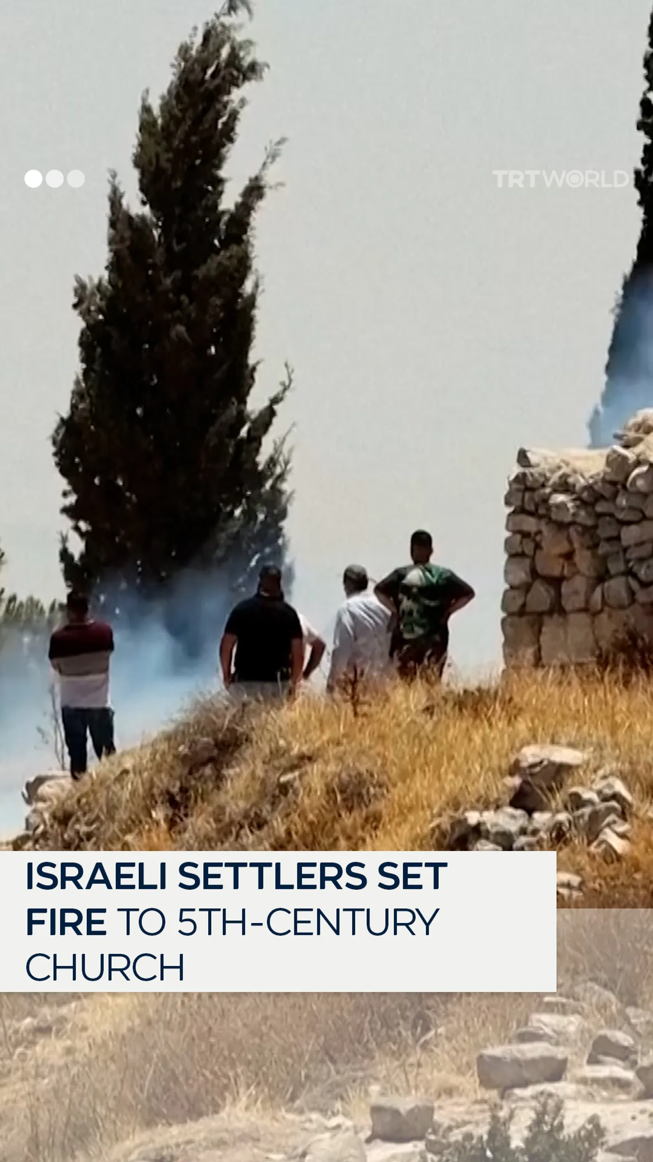 Illegal Israeli settlers set fire to ancient church in the occupied West Bank
