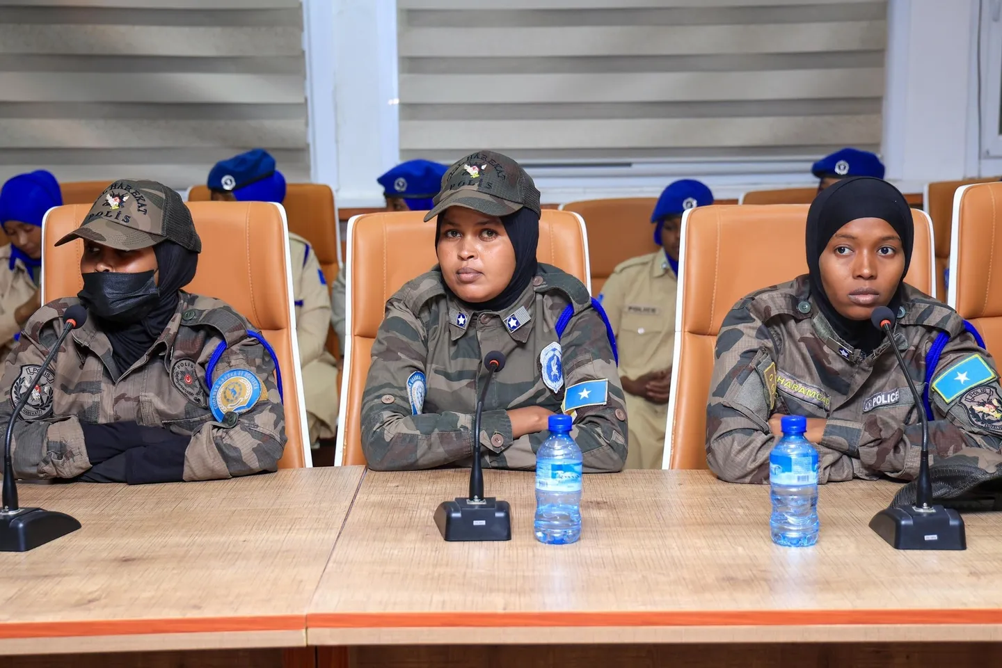 Somalia's police chief General Abdullahi discusses security improvement with female officers