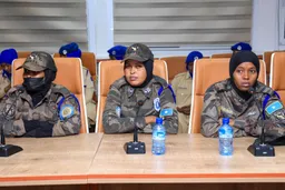 Somalia's police chief General Abdullahi discusses security improvement with female officers