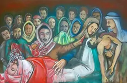 Palestinian painter Taha Hussein burns his own masterpieces to feed his children