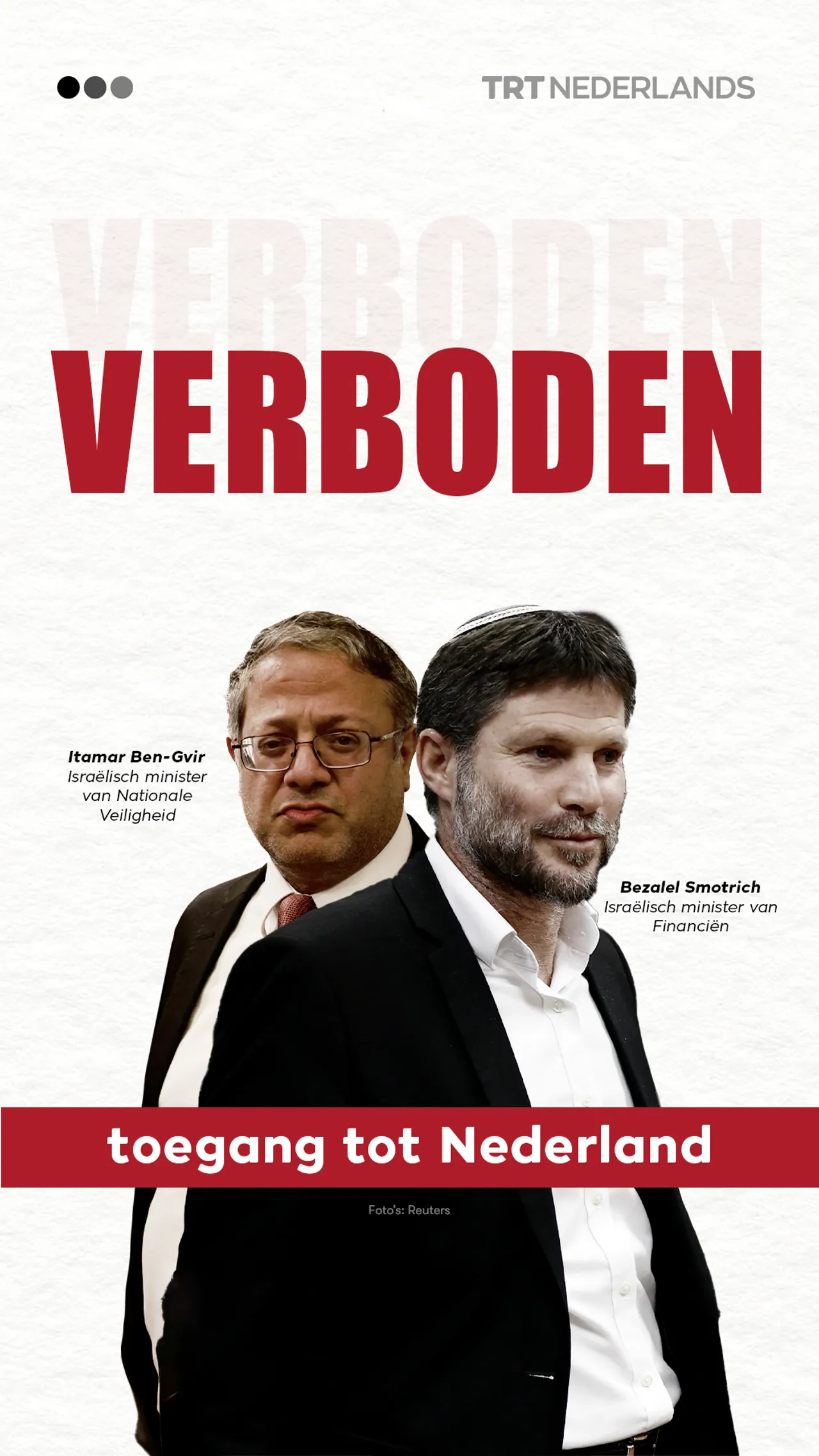 Nederland verklaard extremistische Israëlische ministers Smotrich en Ben Gvir tot persona non grata