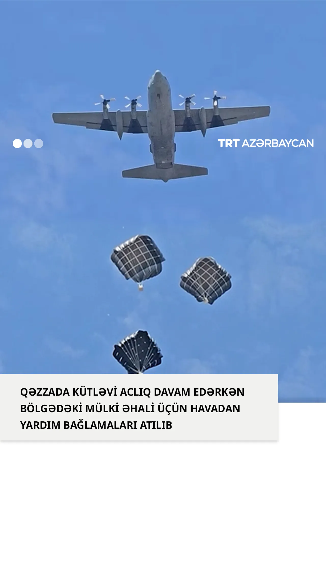 Qəzzada mülki əhaliyə havadan yardım bağlamaları atılıb