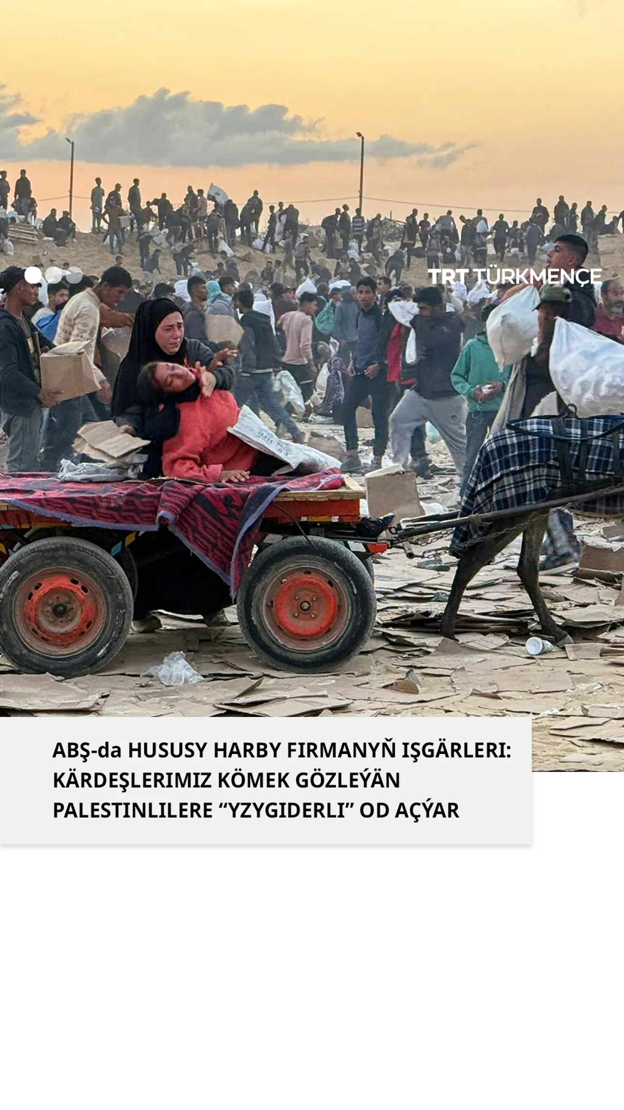 Kärdeşleriniň Gazada ynsanperwer kömegini gözleýän palestinlilere yzygiderli od açandygyny aýtdy