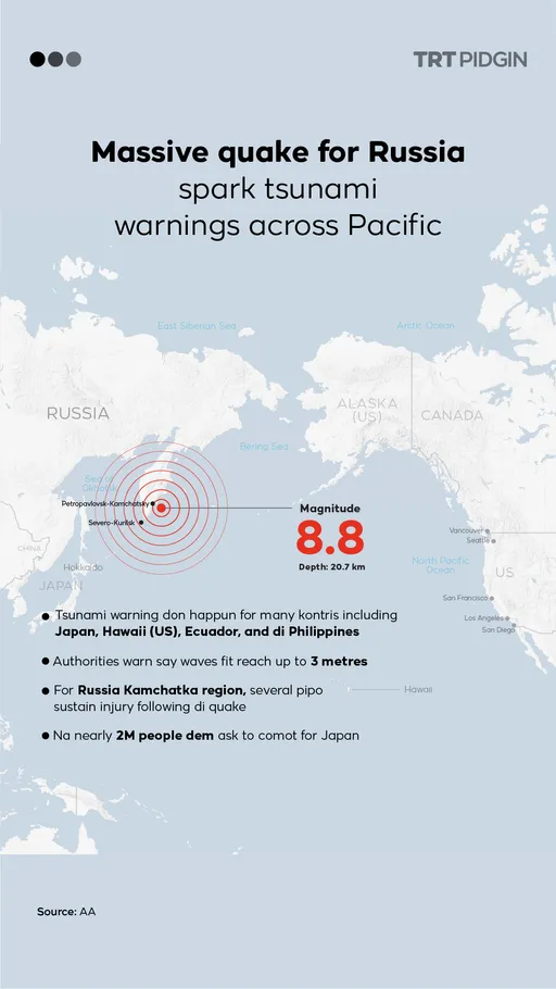 Tsunami warning across di Pacific after Russia quake happun