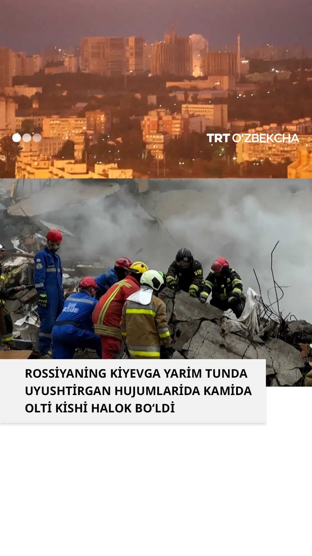 Rossiyaning Kiyevga uyushtirgan hujumlarida olti kishi halok bo‘ldi, 50 dan ortiq kishi jarohatlandi