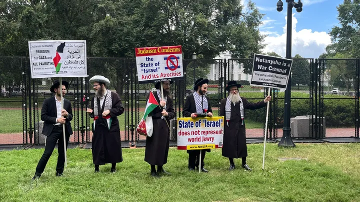 Ahead of Trump-Netanyahu talks, protesters near White House demand end to Gaza genocide
