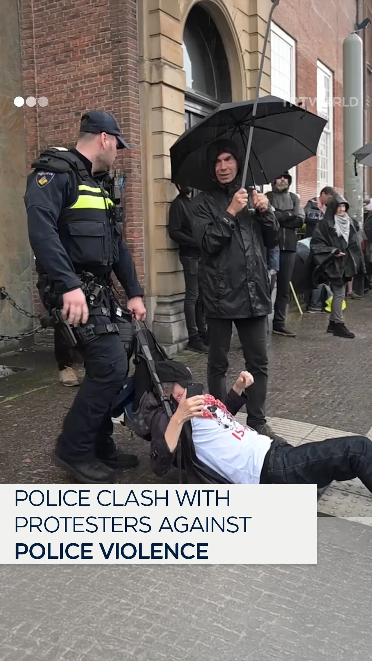 Police detain demonstrators protesting police violence in The Hague