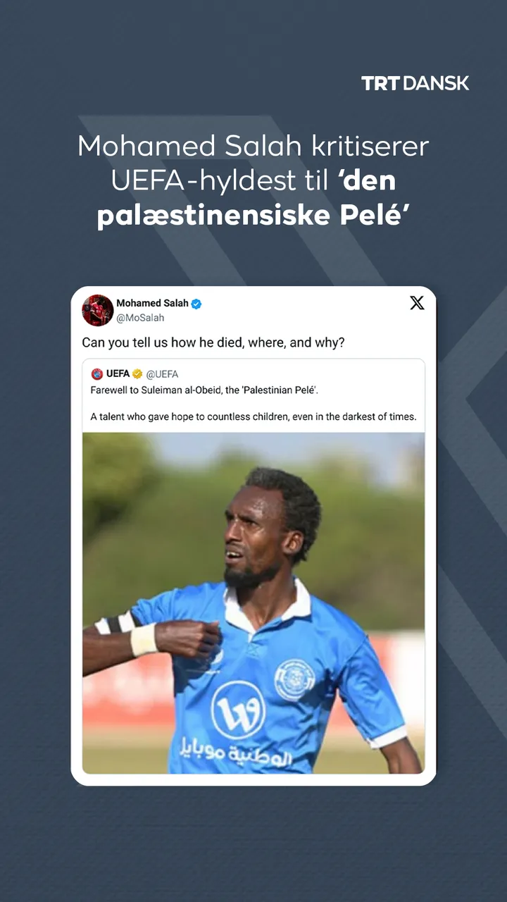Mohamed Salah kritiserer UEFA-hyldest til ‘den palæstinensiske Pelé’